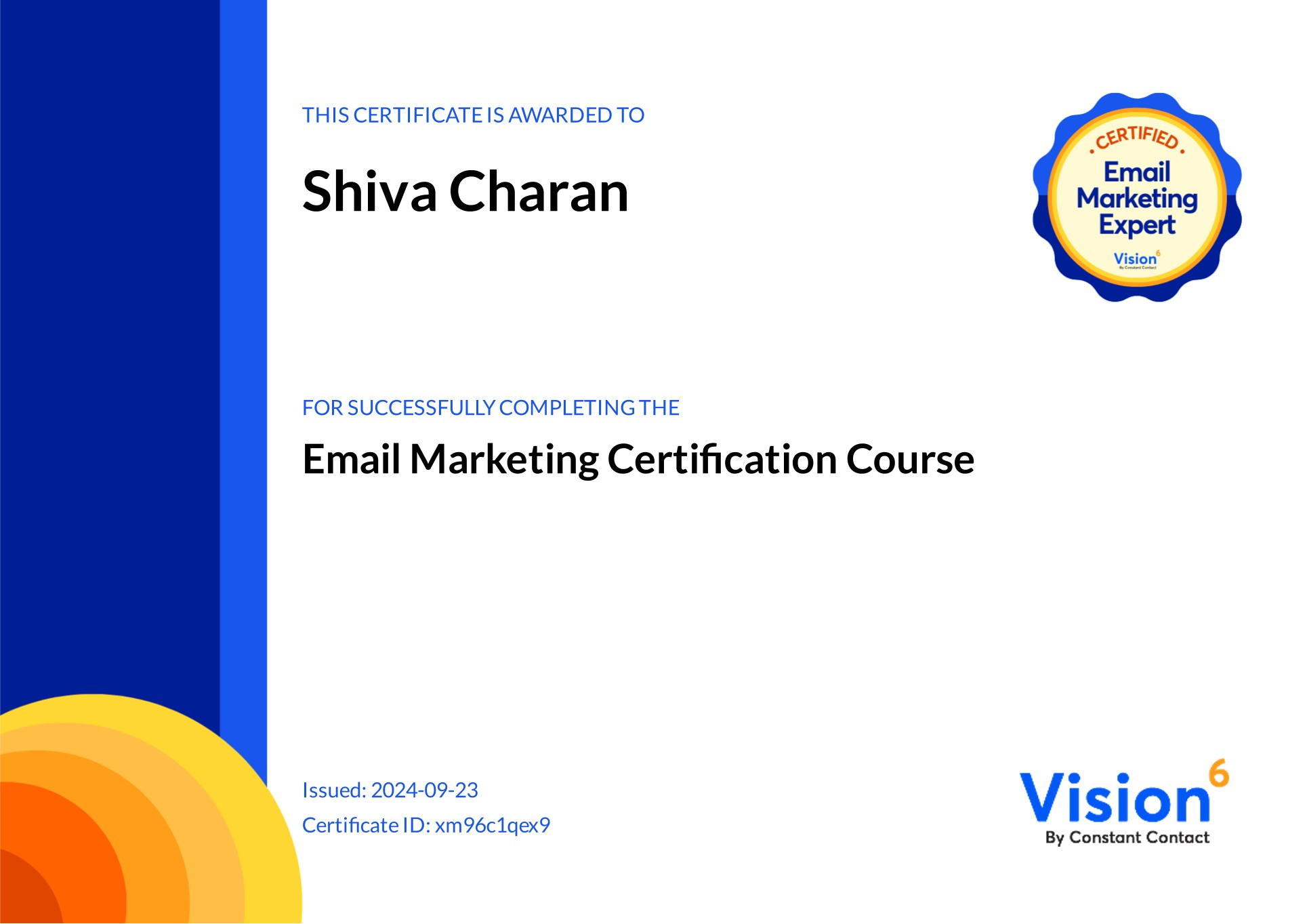 Email Marketing Certification certificate